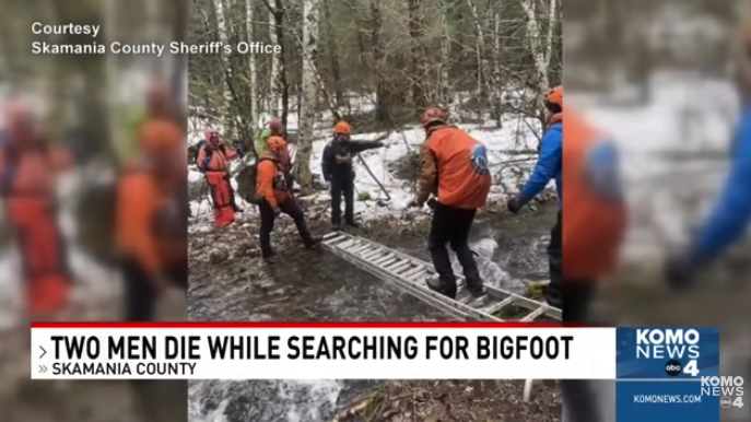 searchers looking for men hunting Sasquatch